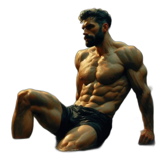 animal, creature, photorealistic, 3d render, concept art, pixel art, muscular, bearded transparent PNG cut-out