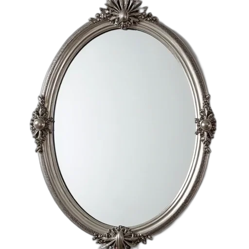 face, crown, furniture, jewelry, photorealistic, silver, oval, mirror transparent PNG cut-out