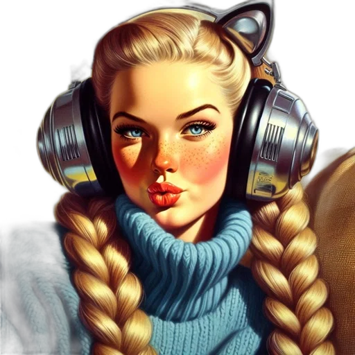 face, fantasy art, photorealistic, comic book art, concept art, blue, illustration, shows transparent PNG cut-out