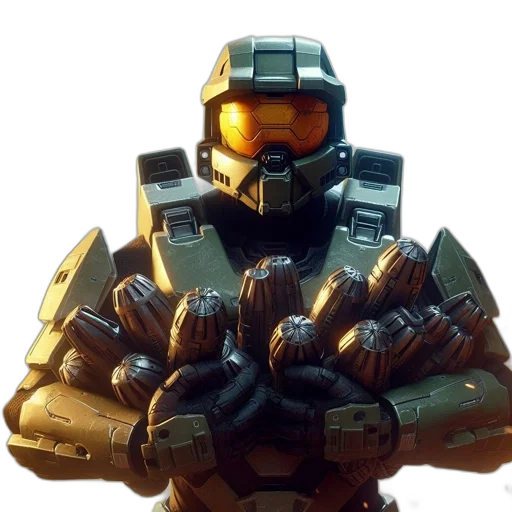 robot, weapon, 3d render, concept art, pixel art, fantasy art, earth tones, golden transparent PNG cut-out