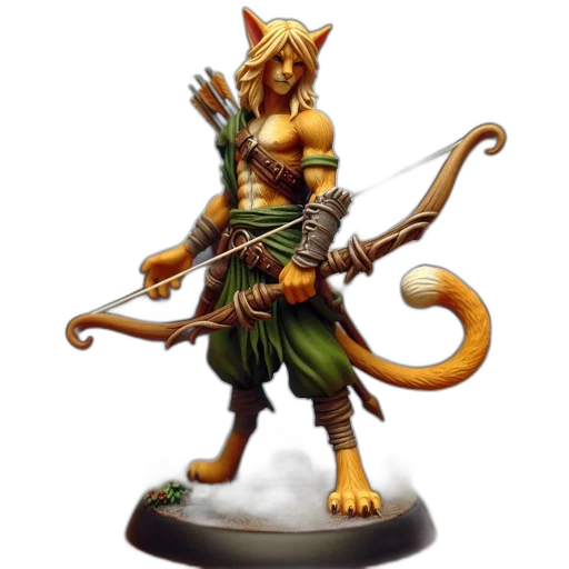 staff, fantasy art, concept art, 3d render, humanoid, feline, figurine, dressed transparent PNG cut-out
