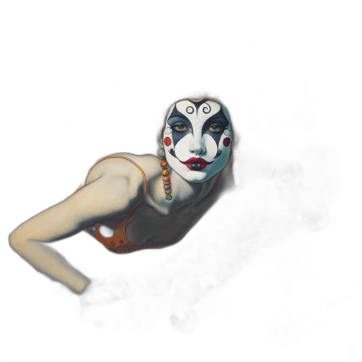 mask, creature, face, concept art, watercolor, fantasy art, comic book art, underwater transparent PNG cut-out