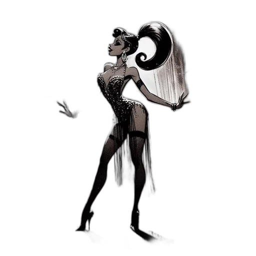 dress, umbrella, hat, weapon, concept art, comic book art, fantasy art, pencil sketch transparent PNG cut-out