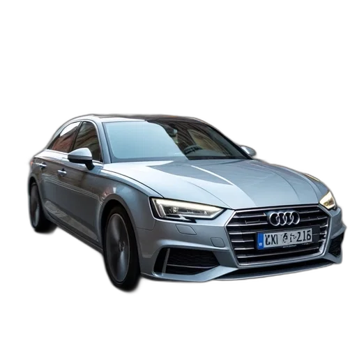 car, photorealistic, 3d render, silver, audi, parked, street, motion transparent PNG cut-out