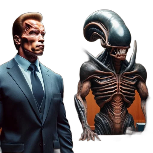 creature, concept art, comic book art, 3d render, fantasy art, outer space, dark, courtroom transparent PNG cut-out