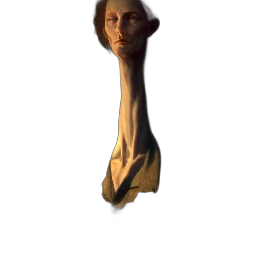 staff, creature, face, hair, concept art, 3d render, photorealistic, ethereal transparent PNG cut-out