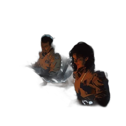 jacket, robot, hair, weapon, concept art, pixel art, 3d render, photorealistic transparent PNG cut-out
