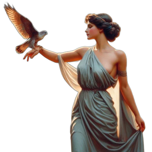 dress, jewelry, staff, photorealistic, concept art, fantasy art, oil painting, woman transparent PNG cut-out