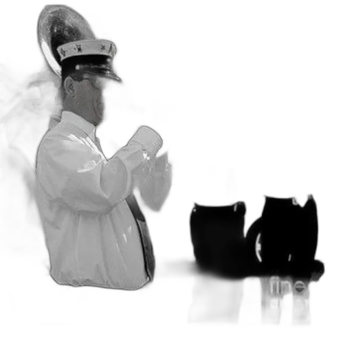hat, staff, mask, robot, concept art, 3d render, photorealistic, underwater transparent PNG cut-out