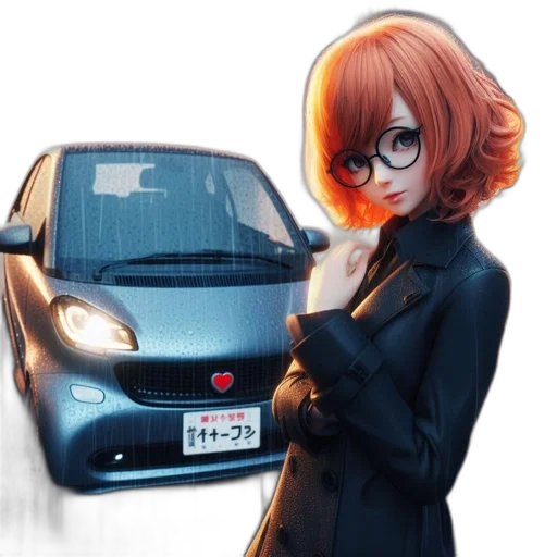 car, robot, jacket, weapon, anime, concept art, cartoon, photorealistic transparent PNG cut-out