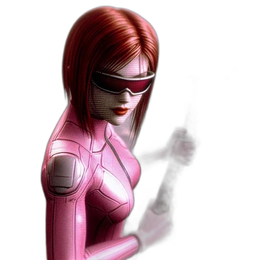 robot, mask, comic book art, concept art, 3d render, cyberpunk, female, character transparent PNG cut-out
