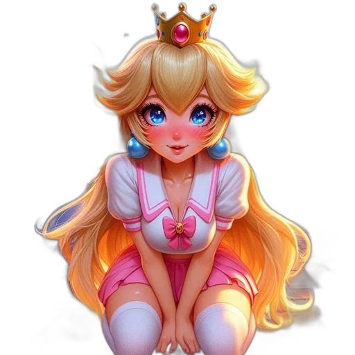 crown, dress, staff, face, fantasy art, anime, pixel art, 3d render transparent PNG cut-out