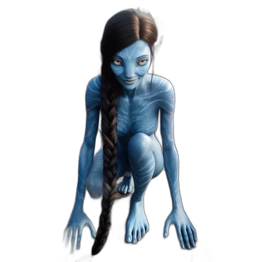 creature, staff, robot, concept art, fantasy art, 3d render, comic book art, blue transparent PNG cut-out