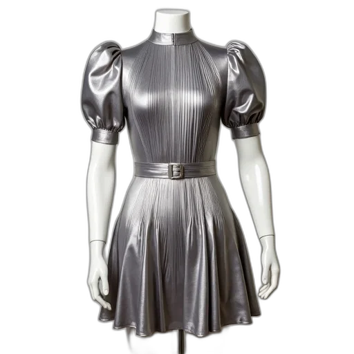 dress, jacket, monochrome, mannequin, displays, shiny, metallic, fitted transparent PNG cut-out