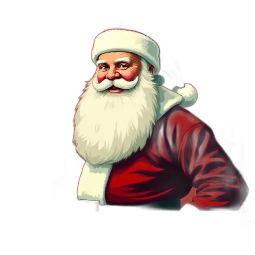 pixel art, 3d render, concept art, photorealistic, vintage-style, illustration, santa, claus transparent PNG cut-out