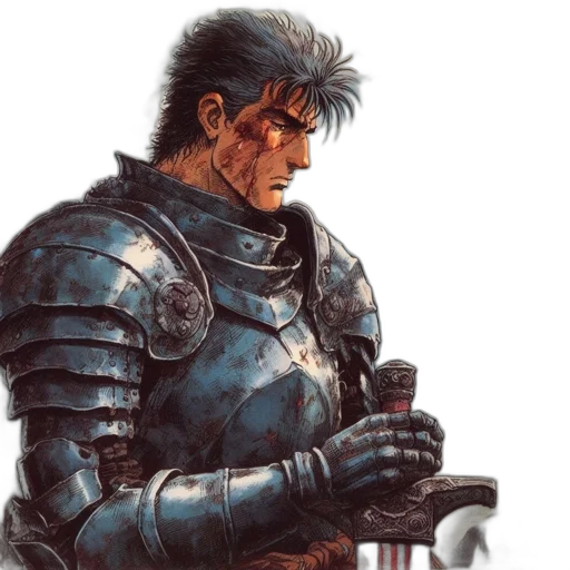 sword, weapon, concept art, fantasy art, comic book art, watercolor, blue, rugged transparent PNG cut-out
