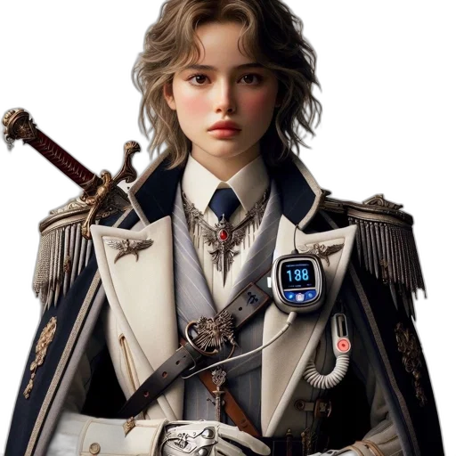 staff, jacket, sword, crown, concept art, fantasy art, photorealistic, 3d render transparent PNG cut-out