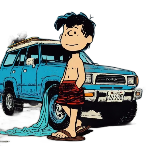 car, animal, dress, cartoon, comic book art, concept art, underwater, beach transparent PNG cut-out