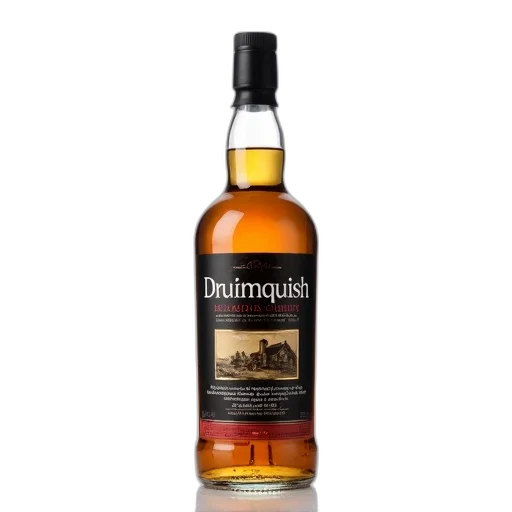 bottle, whisky, black, label, featuring, brand, name, druimquish transparent PNG cut-out