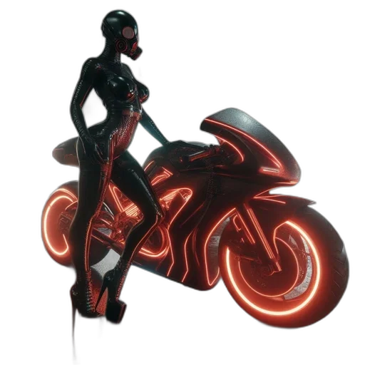 concept art, comic book art, fantasy art, cyberpunk, neon lights, dark, red, nocturnal transparent PNG cut-out
