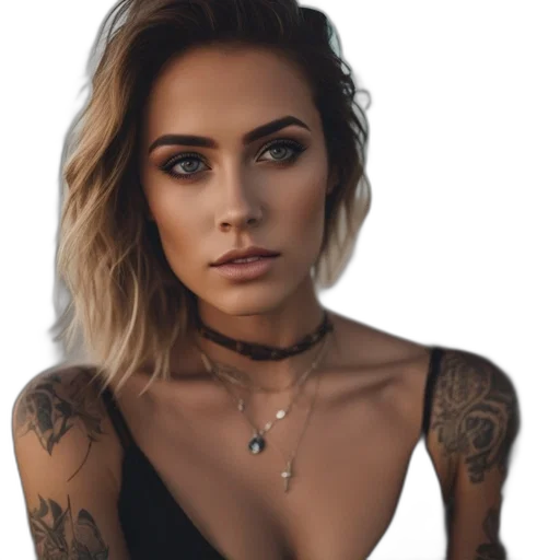 jewelry, face, dress, hair, photorealistic, cartoon, cyberpunk, fantasy art transparent PNG cut-out