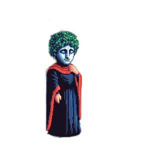 staff, crown, dress, mask, pixel art, 3d render, concept art, fantasy art transparent PNG cut-out
