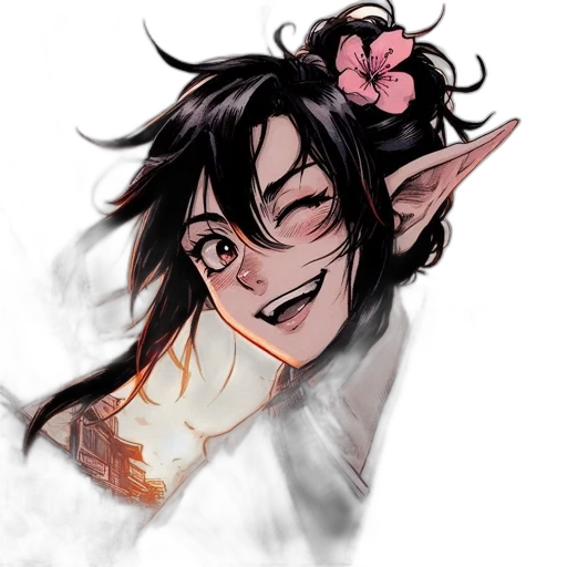 staff, face, mask, flower, fantasy art, concept art, watercolor, anime transparent PNG cut-out