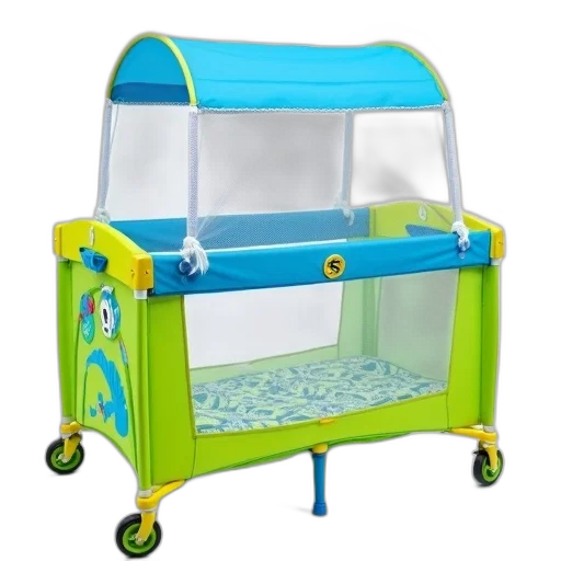 furniture, colorful, children, playpen, blue, green, design, featuring transparent PNG cut-out