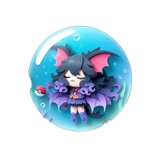 staff, creature, pixel art, vaporwave, fantasy art, concept art, underwater, blue transparent PNG cut-out