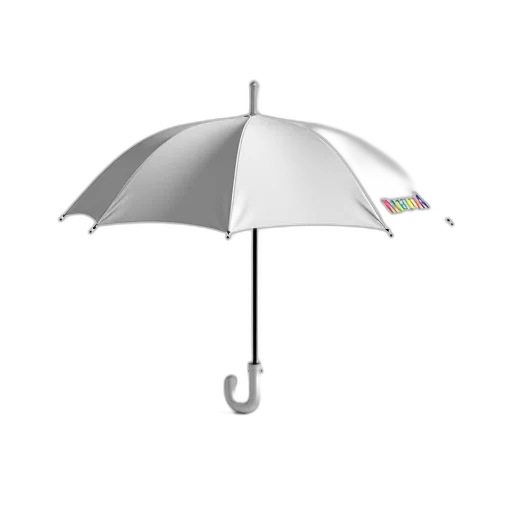 umbrella, staff, 3d render, rain, white, colorful, logo, side transparent PNG cut-out
