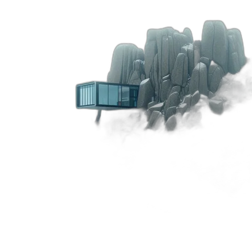 building, car, concept art, 3d render, fantasy art, photorealistic, fog, snow transparent PNG cut-out