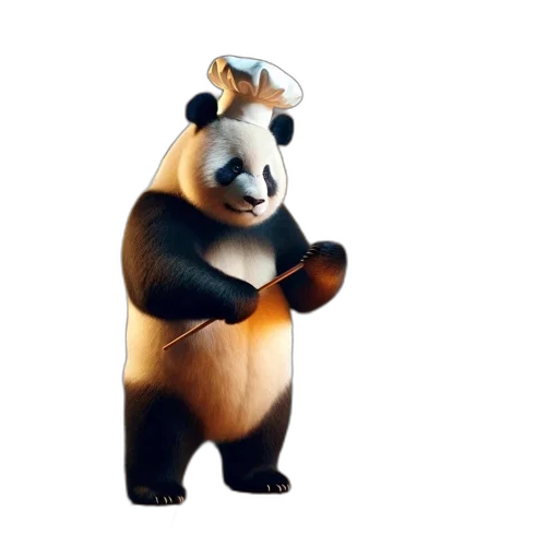 animal, staff, 3d render, concept art, photorealistic, panda, chef, modern transparent PNG cut-out