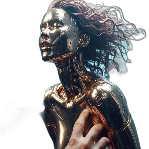 robot, jewelry, mask, face, cyberpunk, concept art, 3d render, photorealistic transparent PNG cut-out