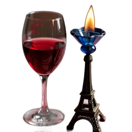furniture, 3d render, fire, red, wine, glass, blue, lit transparent PNG cut-out