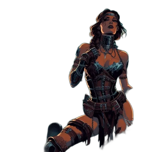 concept art, comic book art, fantasy art, cyberpunk, earth tones, dark, during, nightfall transparent PNG cut-out