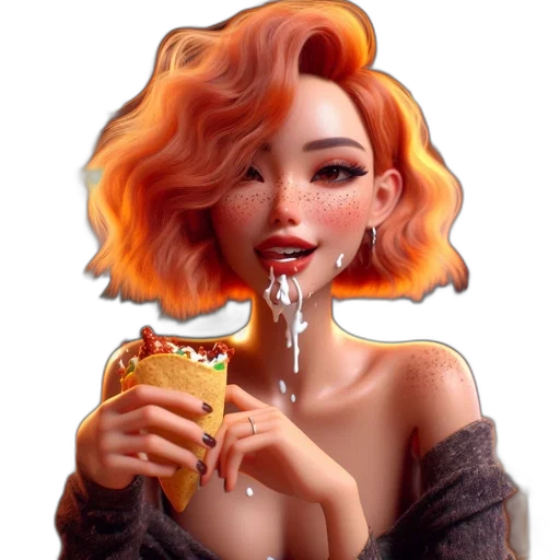food, face, pixel art, fantasy art, concept art, photorealistic, neon lights, fire transparent PNG cut-out