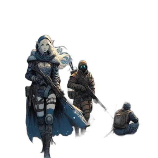 sword, weapon, staff, jacket, concept art, fantasy art, pixel art, comic book art transparent PNG cut-out