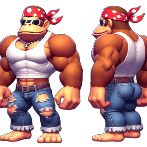 animal, hat, creature, 3d render, concept art, pixel art, cartoon, muscular transparent PNG cut-out