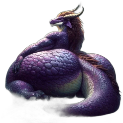 dragon, creature, animal, hair, concept art, fantasy art, 3d render, photorealistic transparent PNG cut-out