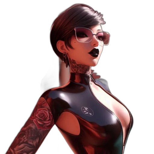 dress, robot, cyberpunk, comic book art, concept art, fantasy art, red, dark transparent PNG cut-out