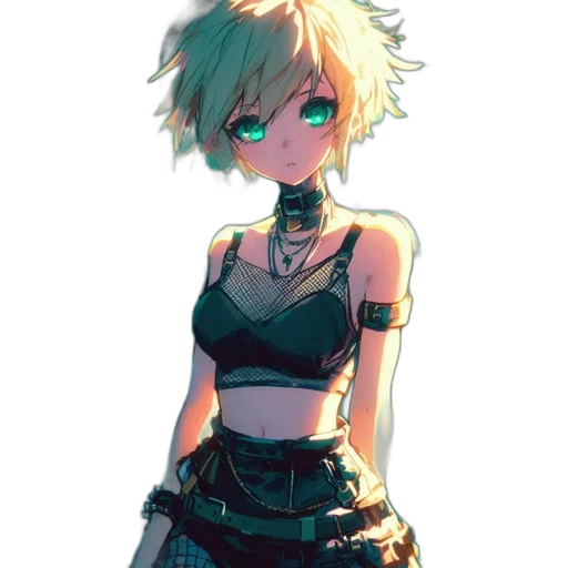 dress, robot, weapon, staff, cyberpunk, anime, concept art, pixel art transparent PNG cut-out