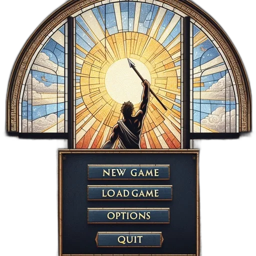video, game, interface, displays, stained, glass, window, figure transparent PNG cut-out