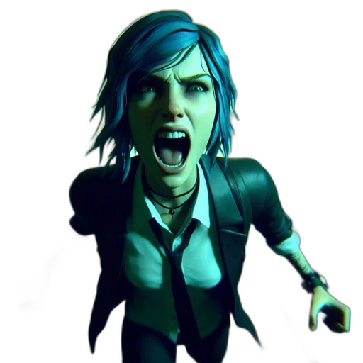 staff, face, concept art, 3d render, cyberpunk, photorealistic, blue, woman transparent PNG cut-out