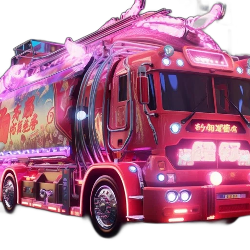 car, concept art, 3d render, vaporwave, cyberpunk, vibrant, neon-lit, red transparent PNG cut-out