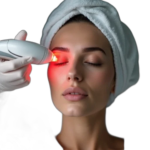 robot, woman, getting, laser, treatment, her, face, neck transparent PNG cut-out