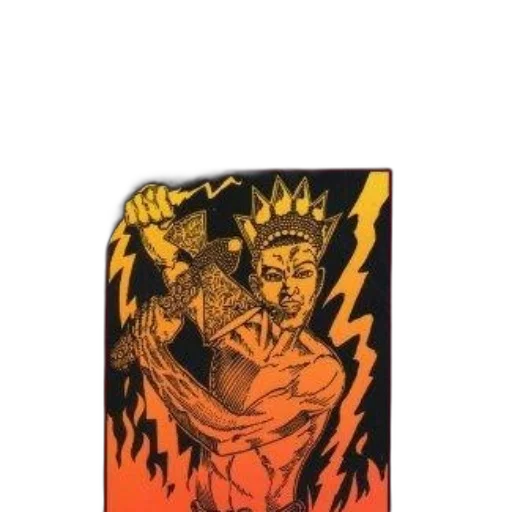jacket, comic book art, concept art, fire, cover, santeria, religion, features transparent PNG cut-out
