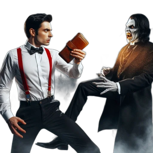 mask, concept art, comic book art, fantasy art, fire, fog, city street, graveyard transparent PNG cut-out