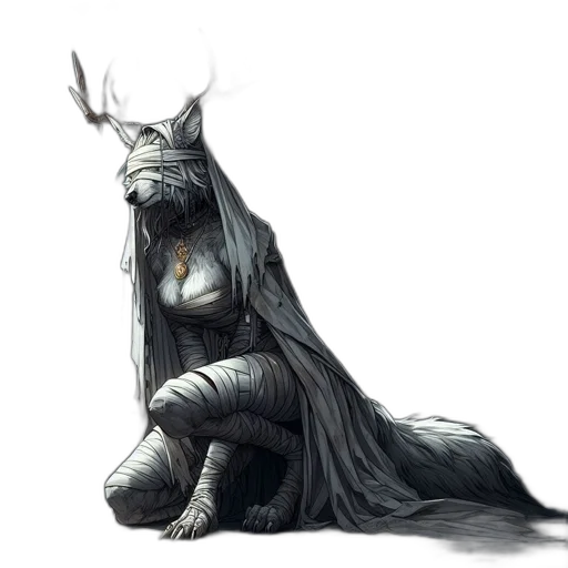 creature, animal, dress, staff, fantasy art, concept art, watercolor, pixel art transparent PNG cut-out