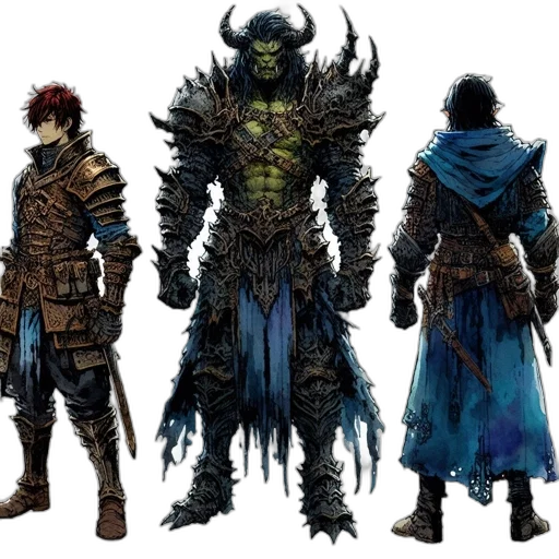 concept art, fantasy art, comic book art, pixel art, dark, blue, monochrome, three transparent PNG cut-out