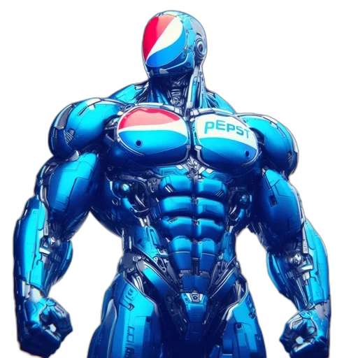 robot, jacket, weapon, bottle, 3d render, concept art, comic book art, vaporwave transparent PNG cut-out